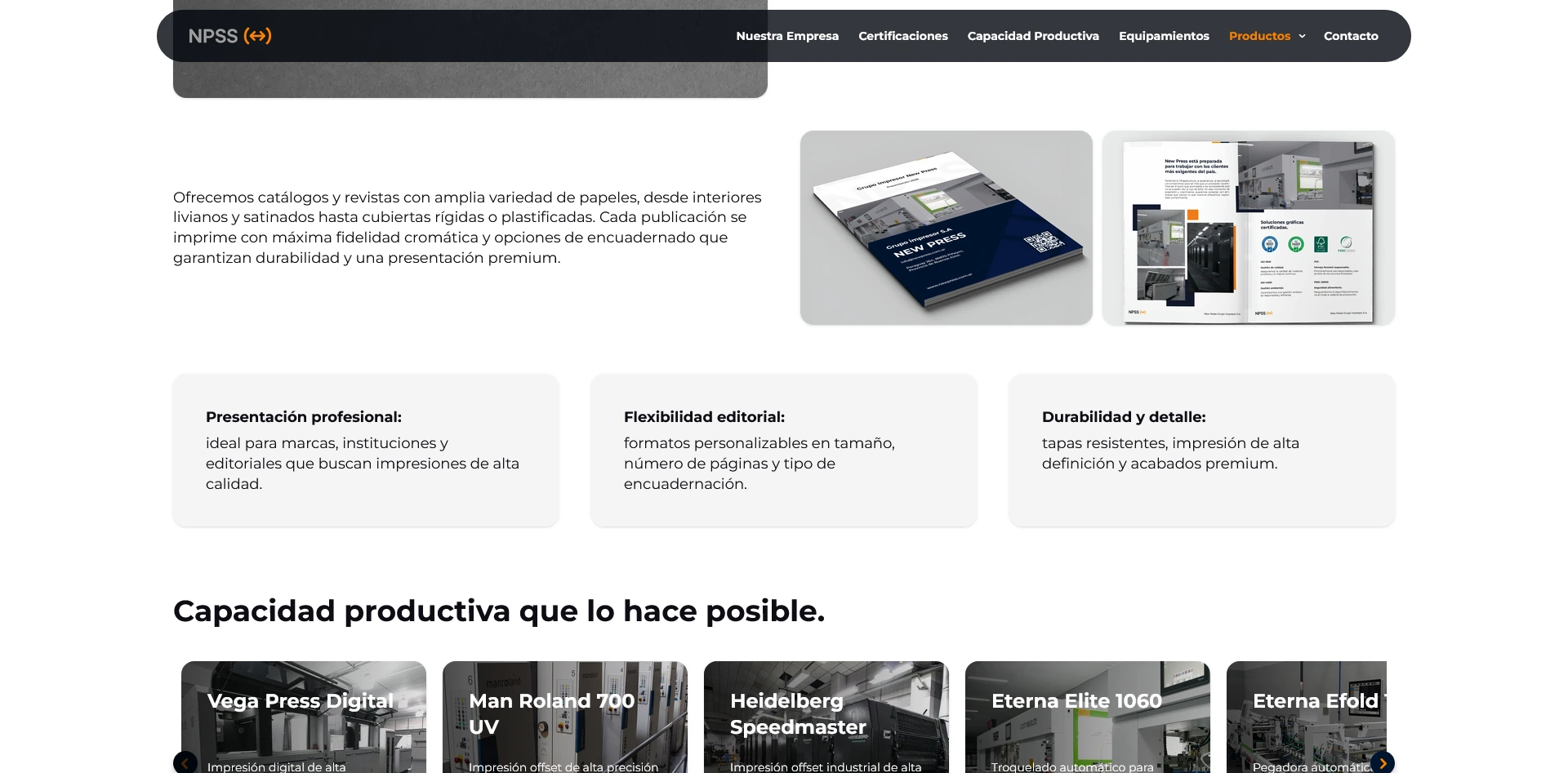Página de catálogos y revistas del sitio web de New Press